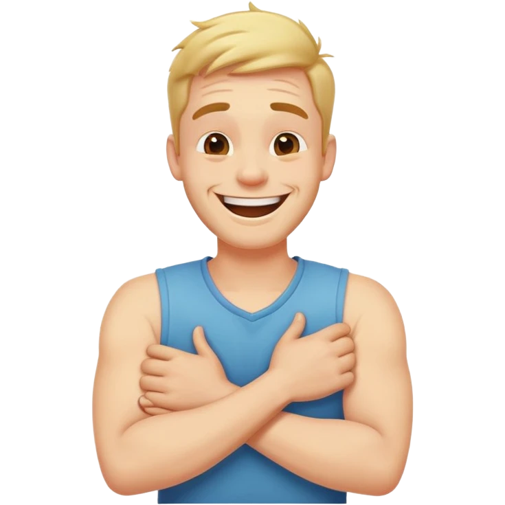 Arms crossed holding neck laughing guy emoji