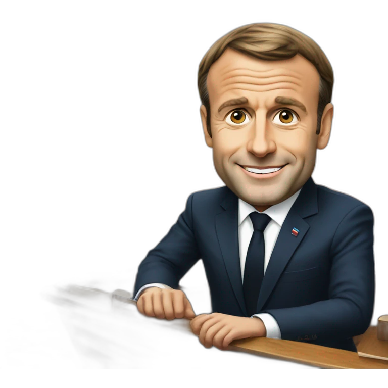 emmanuel macron on a boat emoji