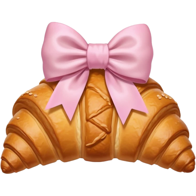 Croissant with light pink bow emoji
