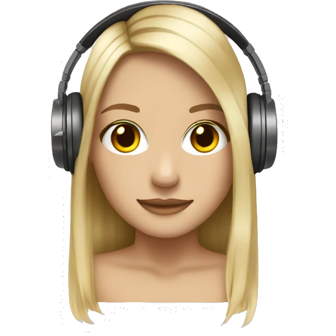 blonde dj girl straight hair with beige headphones emoji