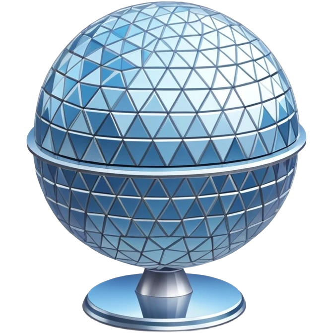 Isometric exterior Walt Disney World Epcot sphere, dollhouse style 3D realistic  emoji