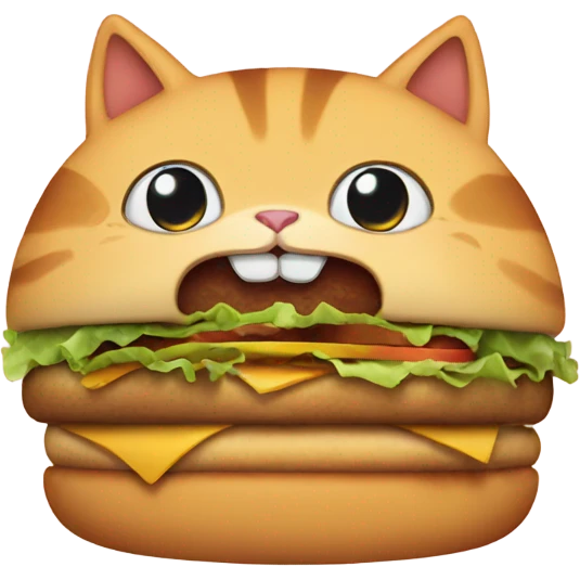 cat eating hamburger emoji