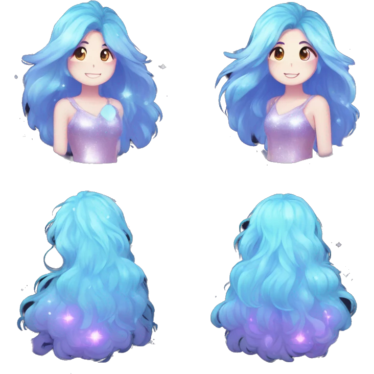 Shiny Sparkly Fluffy Long hair Kawaii Ethereal Anthro Sona Nebula-Crystal-Fakemon emoji