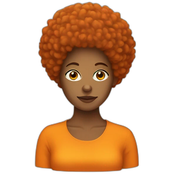 brown woman with orange afro emoji