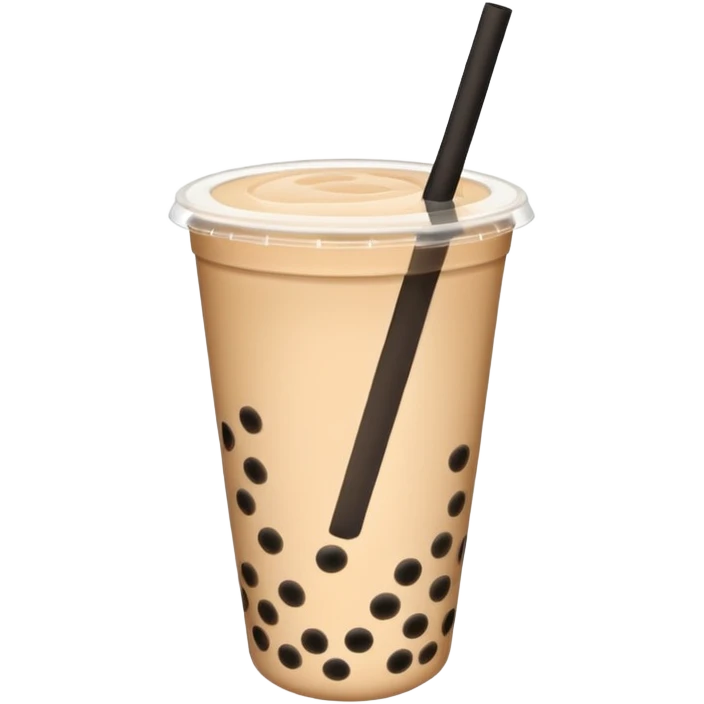 minimalist beige bubble tea with black bubbles emoji