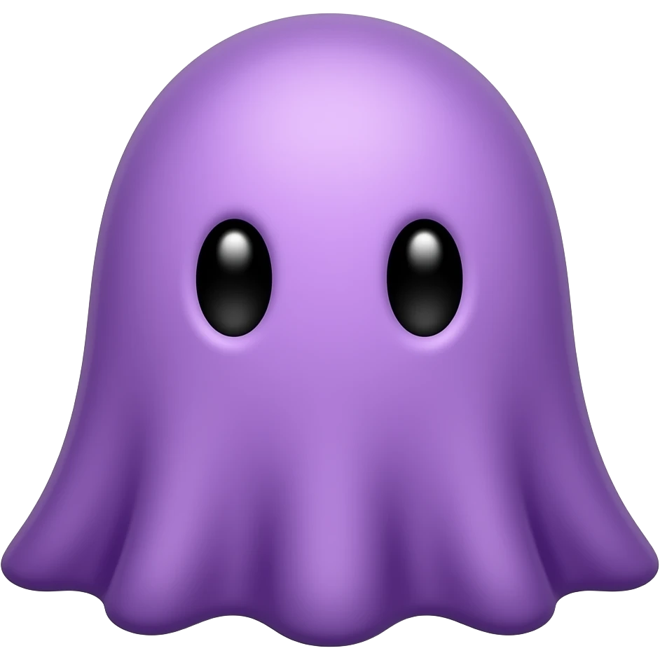 Kawaii solid purple ghost black eyes emoji
