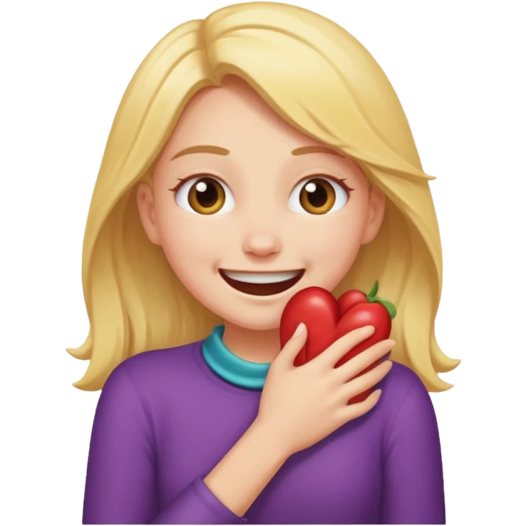 girl smiling while choking herself  emoji