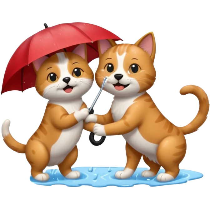 dog and cat playing in the rain emoji