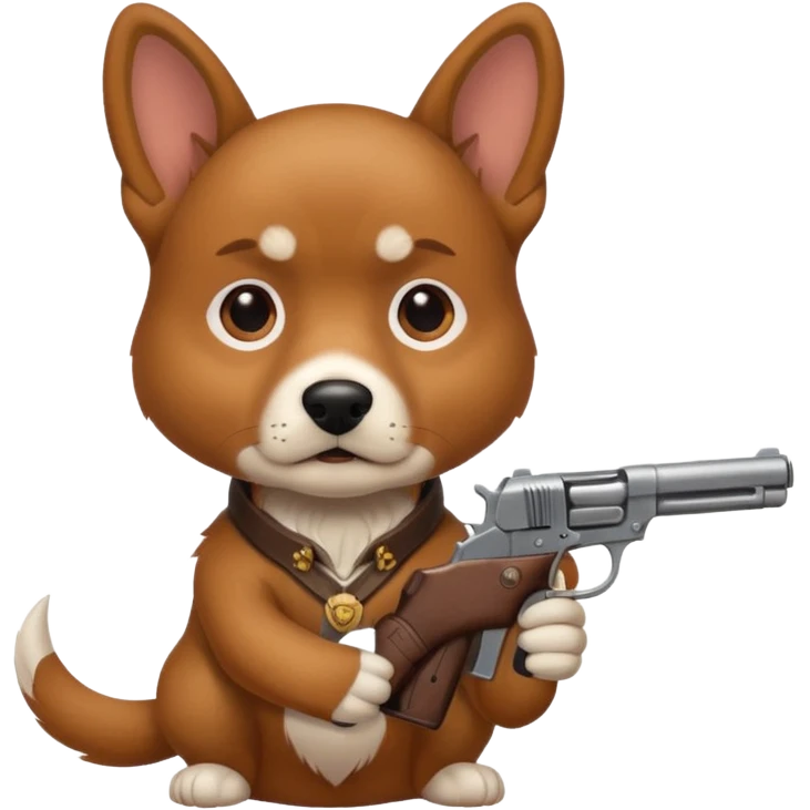 A dog with gun emoji