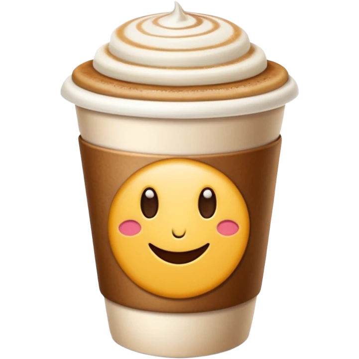cappuccino takeaway cup with a domed lid and latte art, cozy and inviting emoji emoji