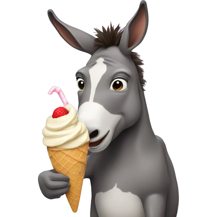 Donkey eating ice cream emoji
