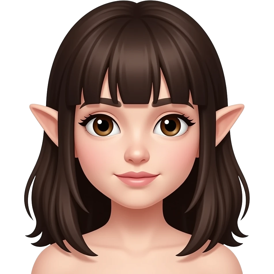 extremely fair skin fairy with dark brown hair bangs and dark brown eyes emoji
