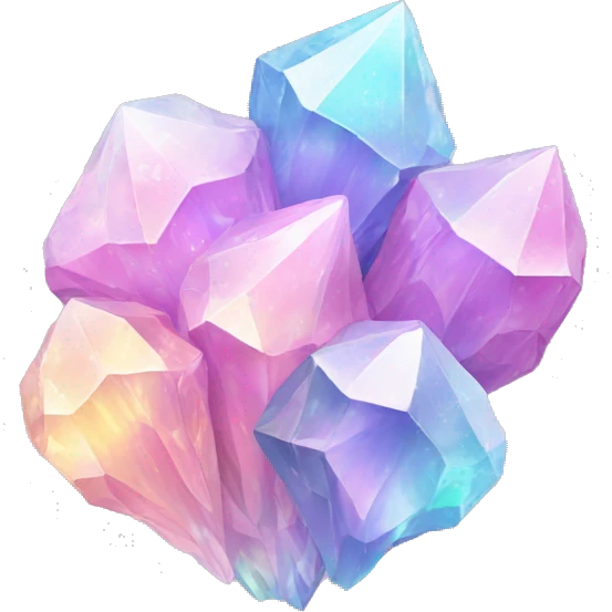 One Pastel iridescent crystal clusters emoji