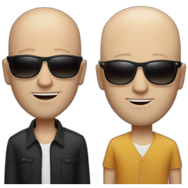 one black haired white man one bald white man both sunglasses singers emoji