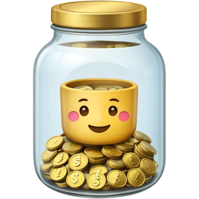 tip jar emoji style, simple with cash and coins lid open emoji