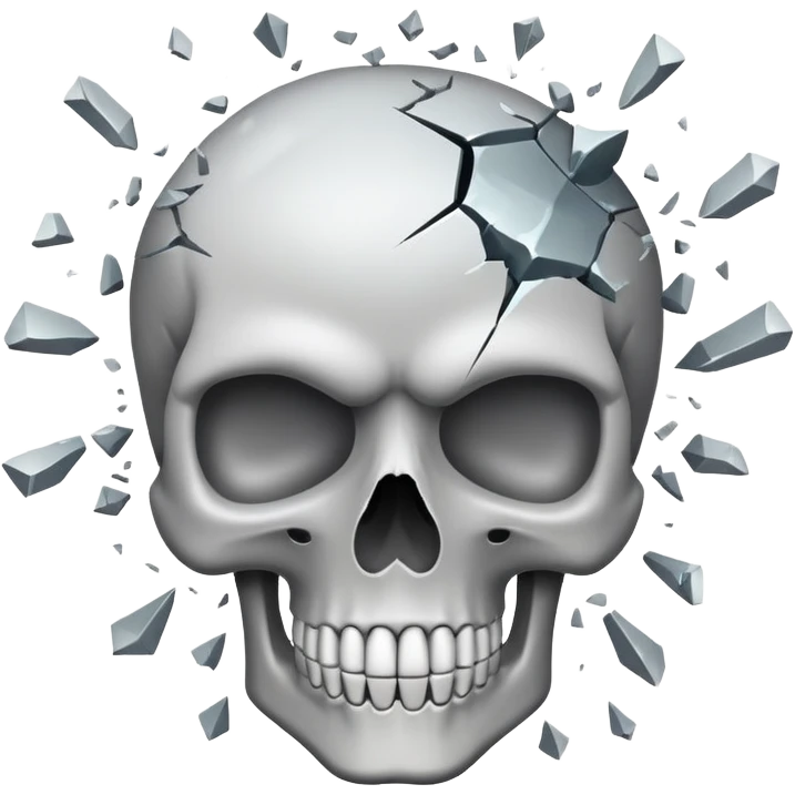 a skull emoji with its head exploding emoji