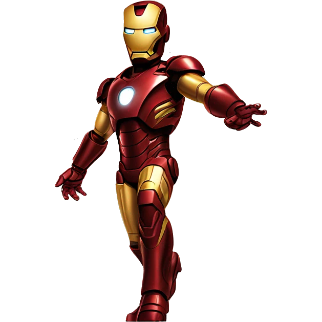iron man flying diagonally with one arm forward, should b hi left side profile emoji