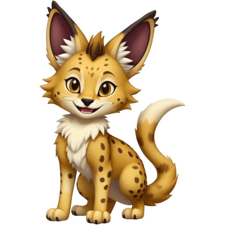 Epic Cute Dark Warm Sergal-Serval-Vernid full body emoji