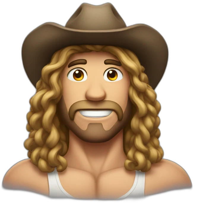 Very muscular guy with Long thick hair with a hat  emoji