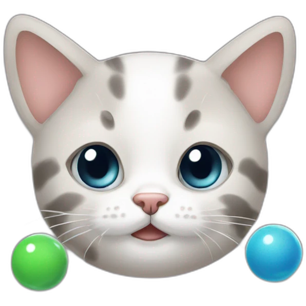 little head cat with 2 marbles emoji