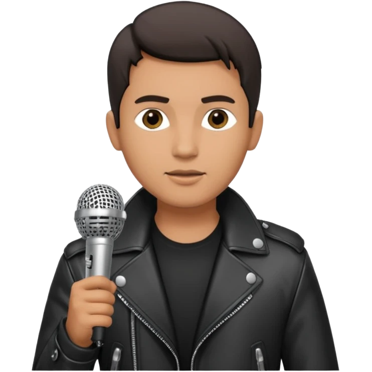 lether jacket man holding microphone emoji