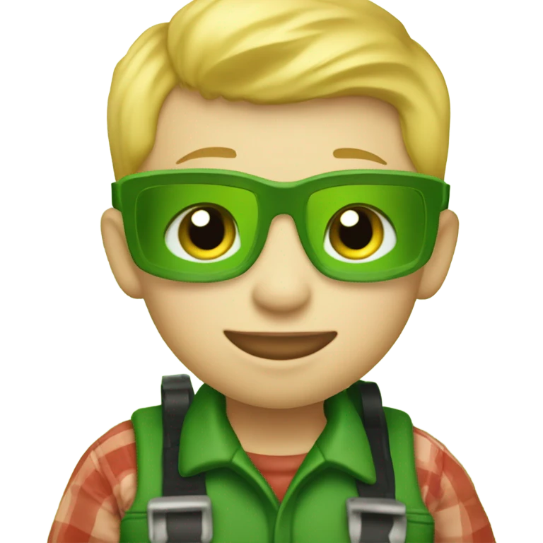 3 year old Blonde headed little boy riding a John Deere tractor emoji