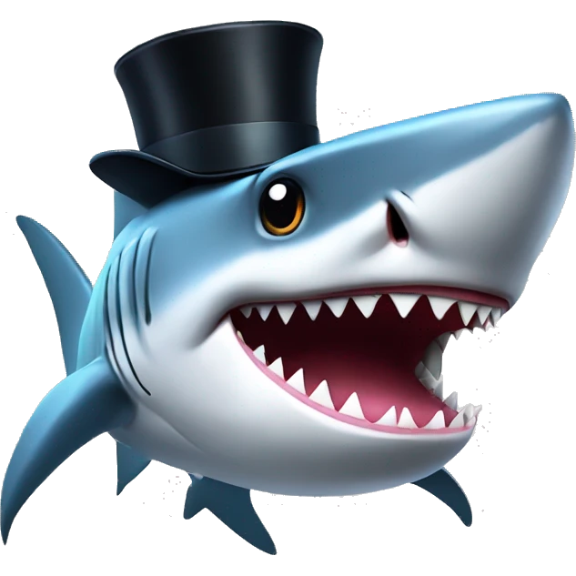 Shark with a top hat emoji