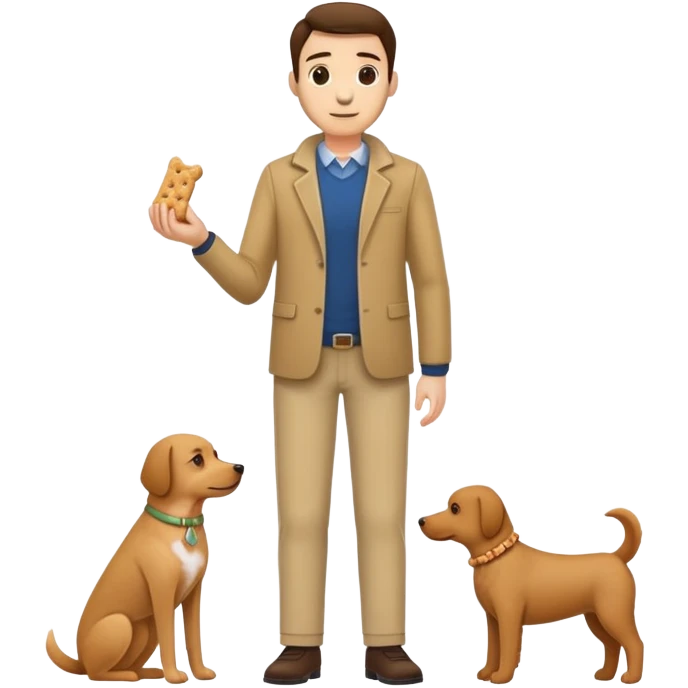 full body man holding dog biscute emoji