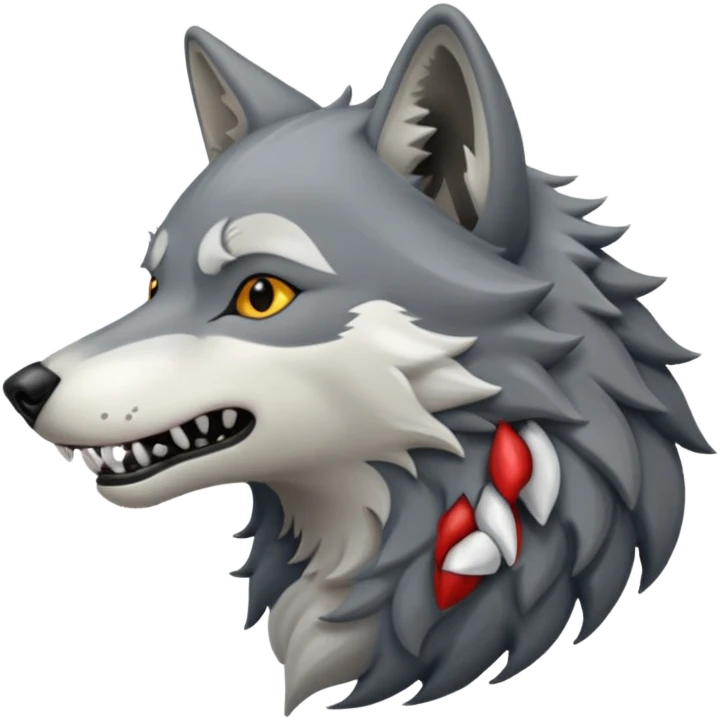 Wolf with teeth and a side profile of it emoji