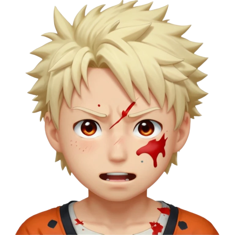 Katsuki Bakugo with his eyes rolled back and his eyebrows tilted back. His face showing physical delight and lust. Just face is blushed and white glue splattered around his mouth. emoji