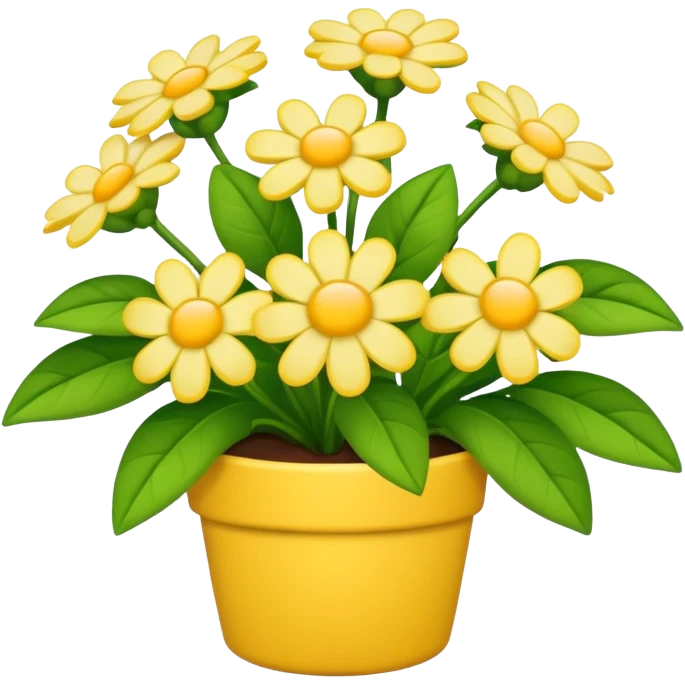 Vibranium shrub  in emoji format. I bunch of yellow whitish flowers with green leaves behind. Minimalistic. emoji