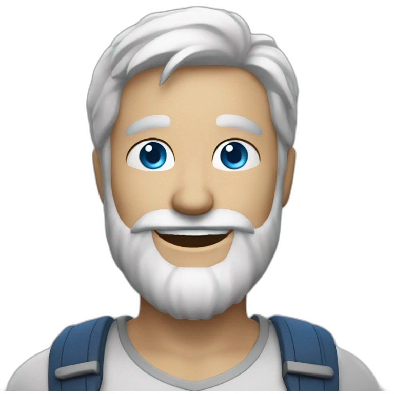 gleddyn with blue eyes and a beard smiling full face emoji