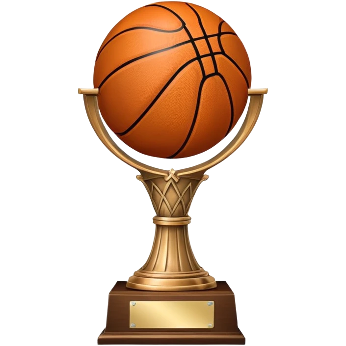 gleaming bronze basketball trophy, polished bronze basketball with classic seams emoji