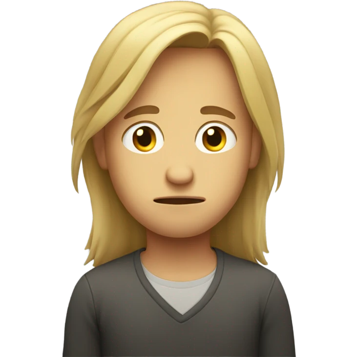 Single boy long hair very sad emoji