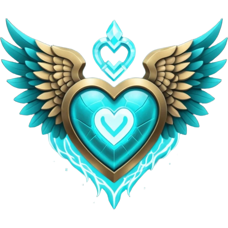 Dark Cyan Winged heart with minecraft warden soul emoji