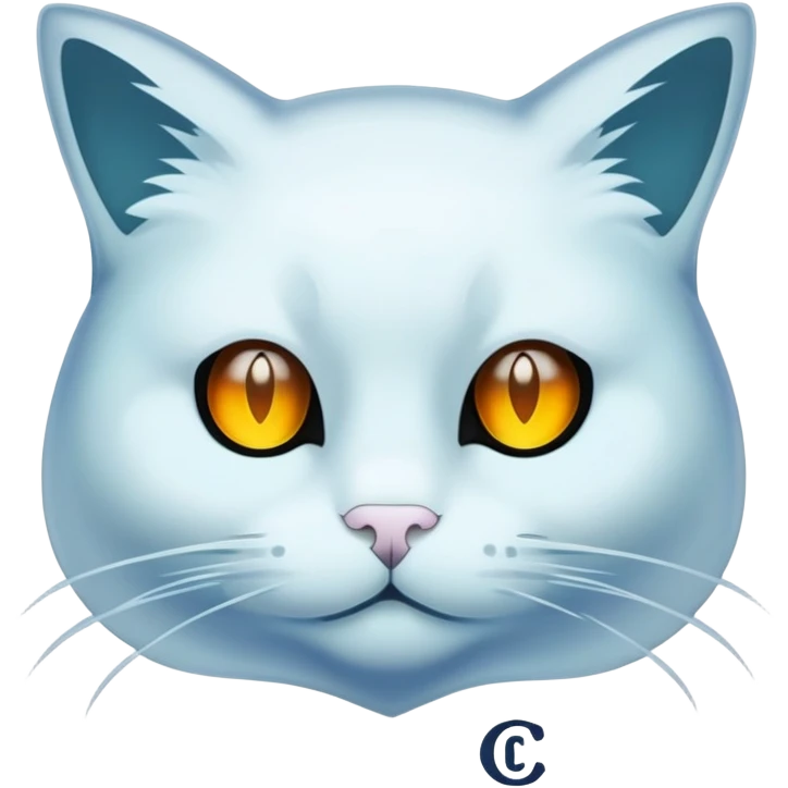 a transparent translucent ghost cat silhouette outlining with the initials C.C on it's forehead emoji