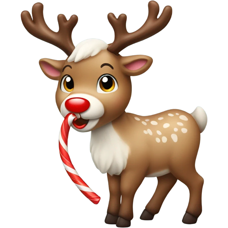 Reindeer eating a candy cane emoji
