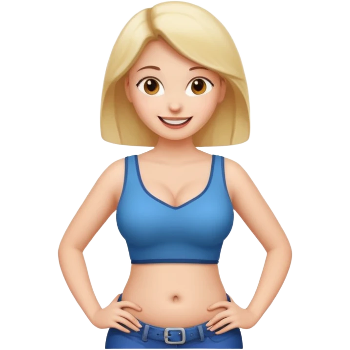 an naked girl with big tits with her hands on her hips emoji