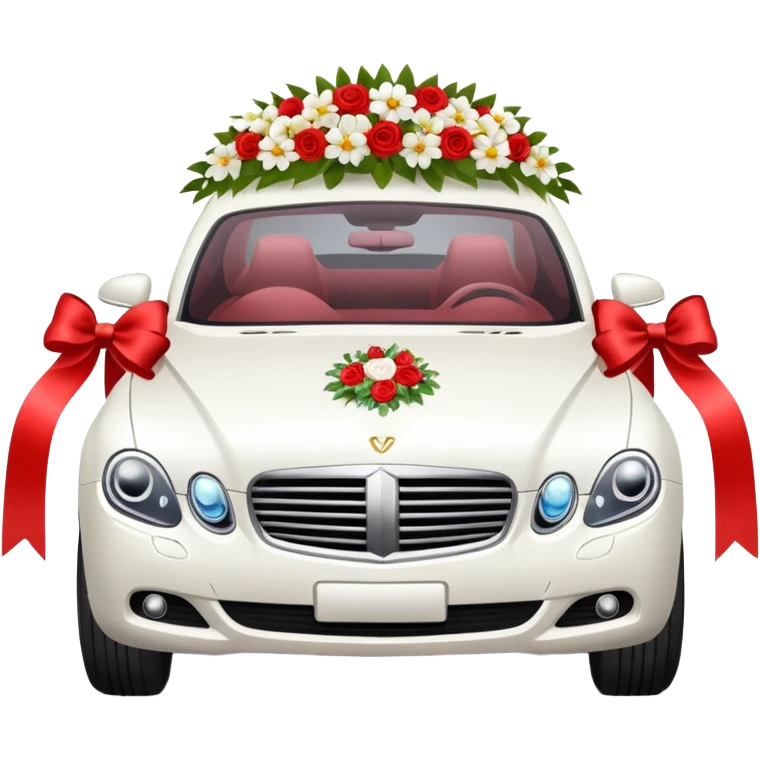 luxury car with wedding decorations, horizontal emoji