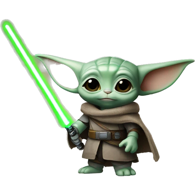 Grogu from The Mandalorian with a green lightsaber emoji