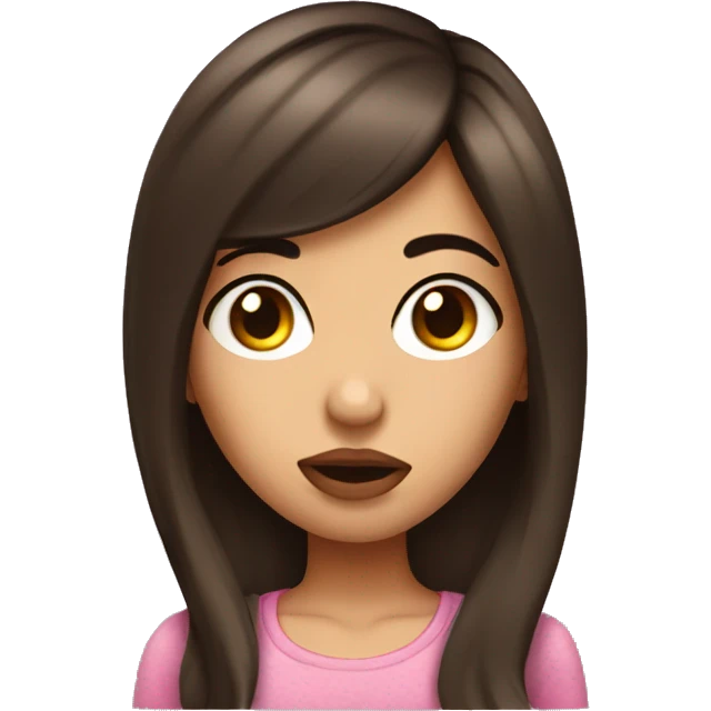 Brunette girl making kissy face emoji