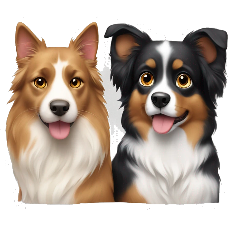 A calico cat next to a black and tan Australian Shepard dog emoji