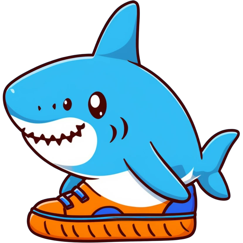 shark with blue shoes on feet emoji