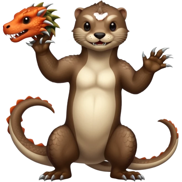 Otter fighting a dragon emoji