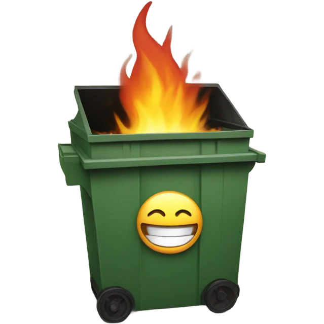 Dumpster fire smiling emoji