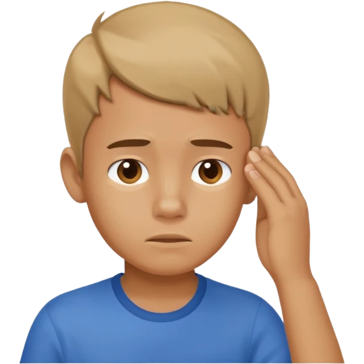 boy thinking about something and scraching his head emoji