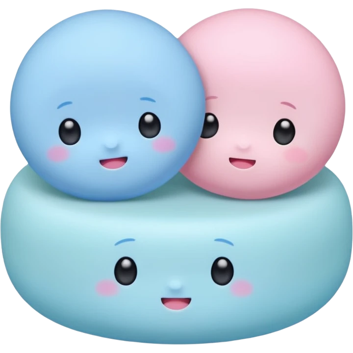 2 cute japanese mochi kawaii in pastel emoji