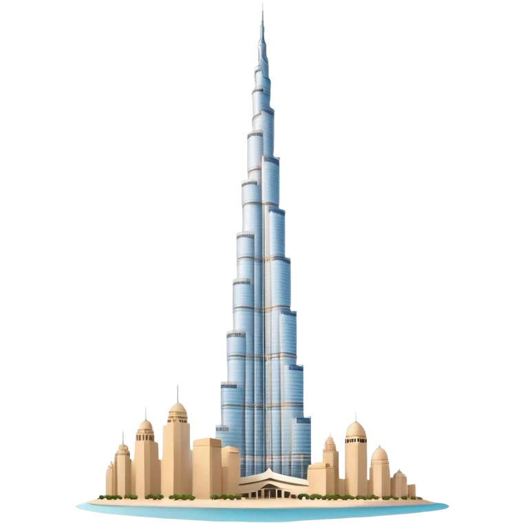 Burj Khalifa in coconut beige color, emoji style, simple and clean, minimalism, soft tones emoji