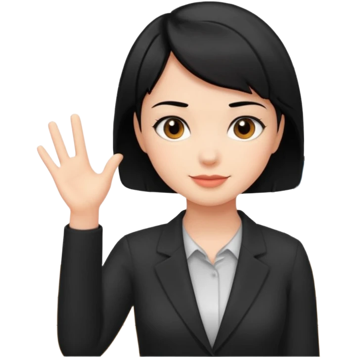 black short hair office  girl says hi emoji
