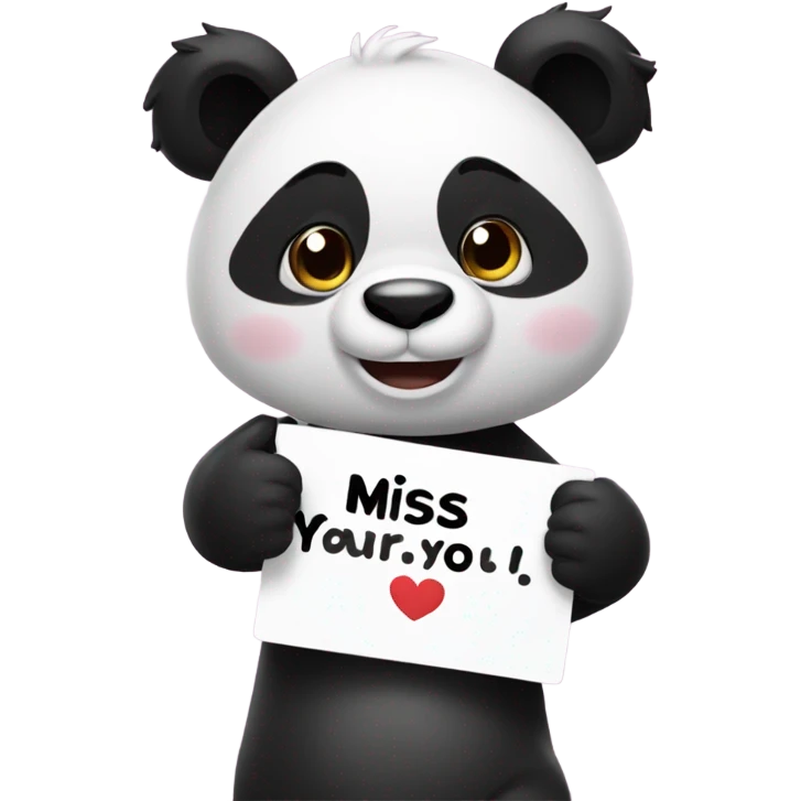 Panda holding a miss you sign emoji